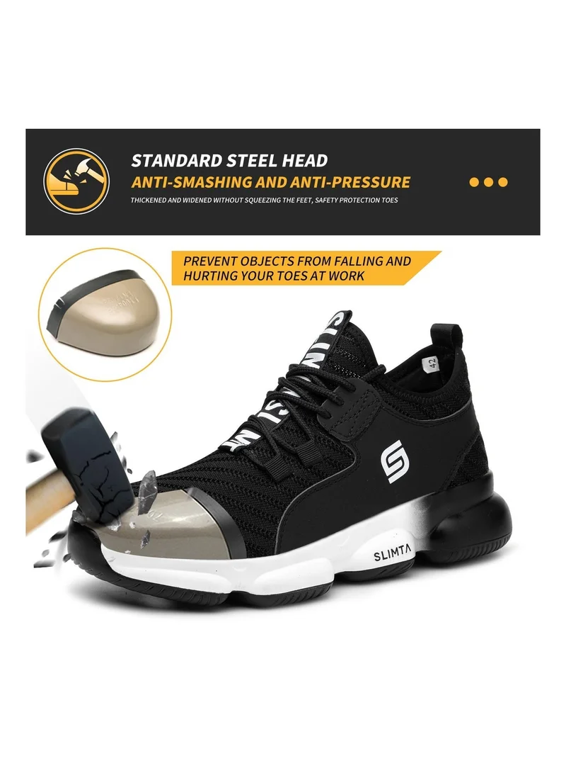 SLIMTA SLIMTA Men Women Safety Shoes Non-Slip Steel Toe Cap Trainers Mesh Breathable Lightweight Comfortable Puncture Proof Industrial Shoes